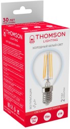 Лампа филам. Thomson Filament TH-B2338 11Вт цок.:E14 шар 220B 6500K св.свеч.бел.хол. Globe (упак.:1шт)