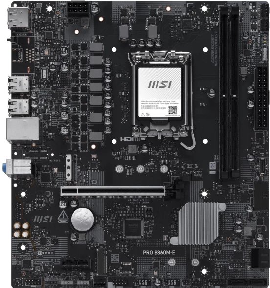 Материнская плата MSI PRO B860M-E Soc-1851 Intel B860 2xDDR5 mATX AC`97 8ch(7.1) 5Gigabit RAID+HDMI+DP