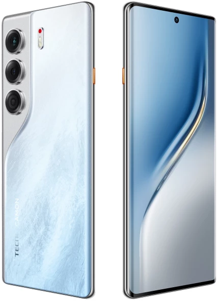 Смартфон Tecno Camon 40 Pro 5G 256Gb 12Gb белый ледяной моноблок 3G 4G 2Sim 6.78&amp;quot; 1080x2436 Android 15 50Mpix 802.11 a/b/g/n/ac/ax NFC GPS GSM900/1800 GSM1900 Protect FM