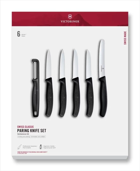 Набор ножей кухон. Victorinox Swiss Classic Paring 6.7113.61G компл.:6предм. черный подар.коробка