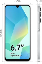 Смартфон Samsung SM-A165F Galaxy A16 128Gb 4Gb серебристый моноблок 3G 4G 2Sim 6.7&amp;quot; 1080x2340 Android 14 50Mpix 802.11 a/b/g/n/ac NFC GPS GSM900/1800 GSM1900 A-GPS microSD max1024Gb