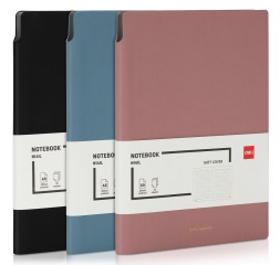 Блокнот Deli EN141LBLACK A5 210х143мм искусст. кожа 112л линейка мягкая обложка черный