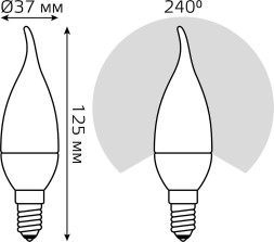Лампа светодиодная Gauss Basic 1034116 5.5Вт цок.:E14 свеча 180B 3000K св.свеч.бел.теп. (упак.:10шт)