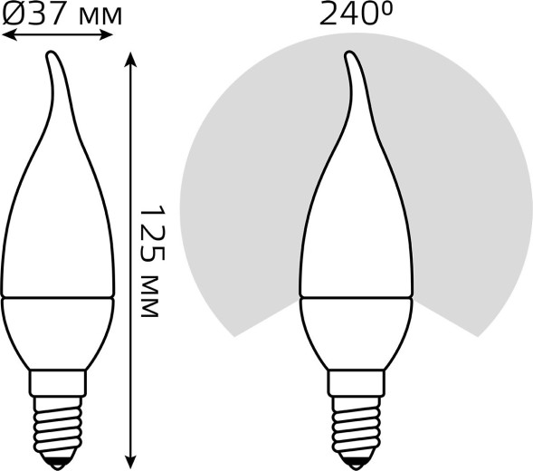 Лампа светодиодная Gauss Basic 1034116 5.5Вт цок.:E14 свеча 180B 3000K св.свеч.бел.теп. (упак.:10шт)