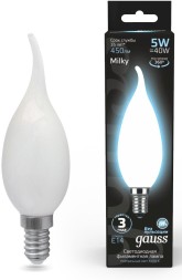 Лампа филам. Gauss Filament 5Вт цок.:E14 свеча 220B 4100K св.свеч.бел.нейт. (упак.:1шт) (104201205)