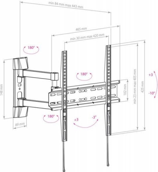 Кронштейн для телевизора Arm Media LCD-414 черный 26&amp;quot;-55&amp;quot; макс.35кг настенный поворот и наклон