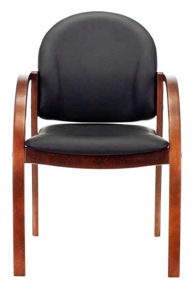 Стул Бюрократ ДЖУНО черный эко.кожа на ножках дерево