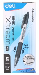 Ручка шариков. автоматическая Deli X-tream EQ11-BK серый мет./черный d=0.7мм черн. черн. резин. манжета