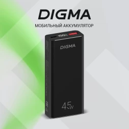 Мобильный аккумулятор Digma DGPF10E 10000mAh QC3.0/PD3.0 45W 4.5A USB-A/USB-C черный (DGPF10E45ABK)