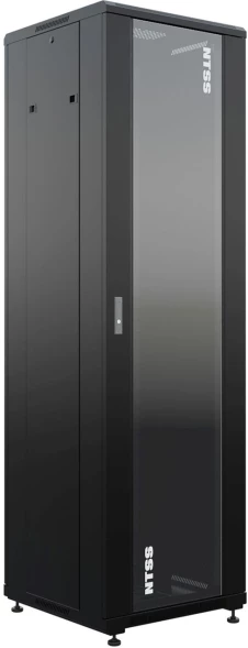 Шкаф коммутационный NTSS Премиум (NTSS-R42U6060GS-BL) напольный 42U 600x600мм пер.дв.стекл металл 900кг черный 510мм 86кг 1987мм IP20 сталь