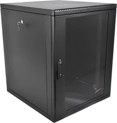 Шкаф коммутационный ЦМО (ШРН-М-12.650-9005) настенный 12U 600x650мм пер.дв.стекл 120кг черный 581мм 25.1кг 180град. 610мм IP20 металл