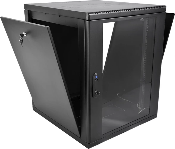 Шкаф коммутационный ЦМО (ШРН-М-12.650-9005) настенный 12U 600x650мм пер.дв.стекл 120кг черный 581мм 25.1кг 180град. 610мм IP20 металл