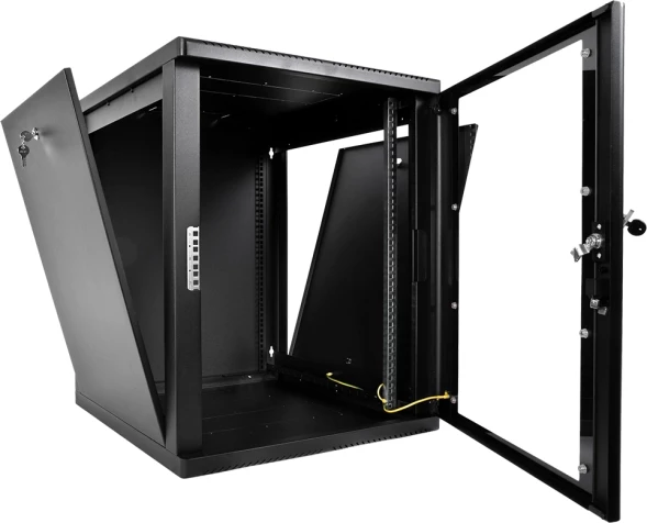 Шкаф коммутационный ЦМО (ШРН-М-12.650-9005) настенный 12U 600x650мм пер.дв.стекл 120кг черный 581мм 25.1кг 180град. 610мм IP20 металл