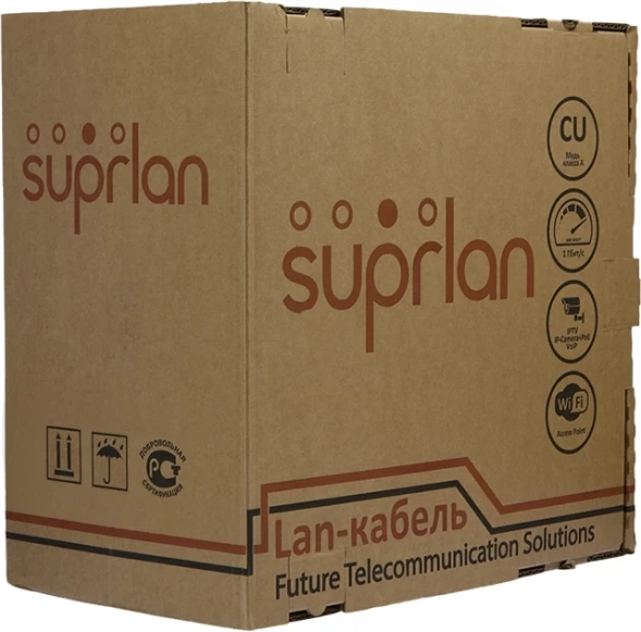 Кабель сетевой информационный Suprlan Premium 01-0313-5 кат.5E UTP 4 пары 24AWG PVC внутренний 305м серый