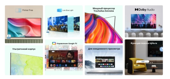 Телевизор LED Skyworth 40&amp;quot; 40E55G Google TV Frameless черный FULL HD 60Hz DVB-T DVB-T2 DVB-C DVB-S DVB-S2 USB WiFi Smart TV
