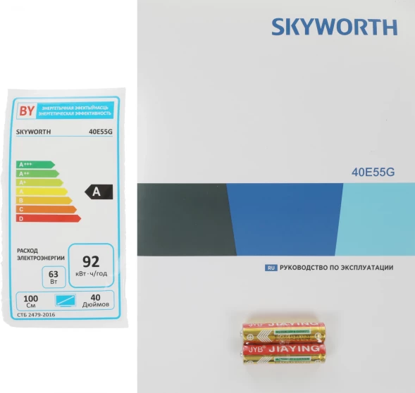 Телевизор LED Skyworth 40&amp;quot; 40E55G Google TV Frameless черный FULL HD 60Hz DVB-T DVB-T2 DVB-C DVB-S DVB-S2 USB WiFi Smart TV