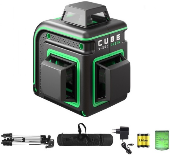 Уровень лазер. Ada Cube 3-360 GREEN Professional Edition 2кл.лаз. 520нм цв.луч. зеленый 3луч. (А00573)