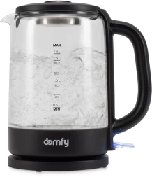 Чайник электрический Domfy DSB-EK304 1.7л. 2200Вт черный корпус: стекло/пластик