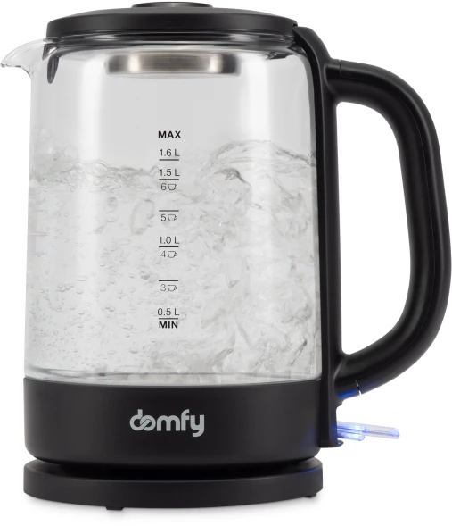 Чайник электрический Domfy DSB-EK304 1.7л. 2200Вт черный корпус: стекло/пластик