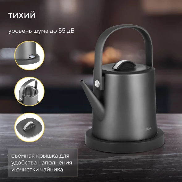 Чайник электрический Hyundai HYK-S5502 1л. 1200Вт титан/титановый корпус: металл