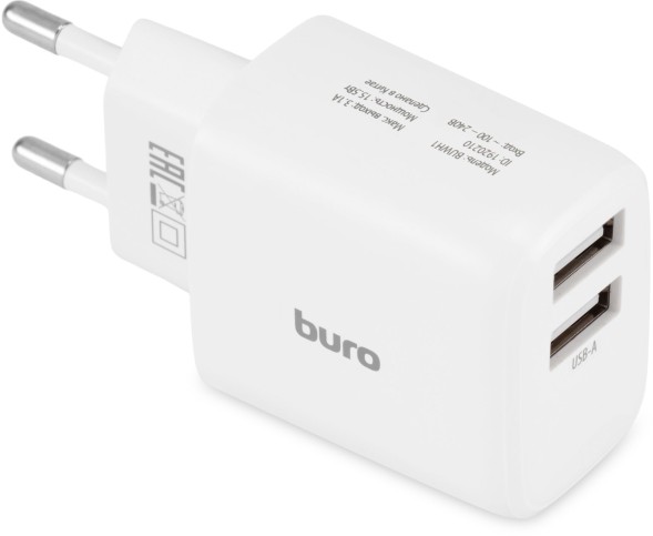 Сетевое зар./устр. Buro BUWH1 15.5W 3.1A 2xUSB универсальное белый (BUWH15S200WH)