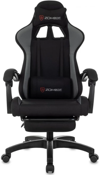 Кресло игровое Zombie Shadow черный/серый с подголов. крестов. пластик подст.для ног пластик черный
