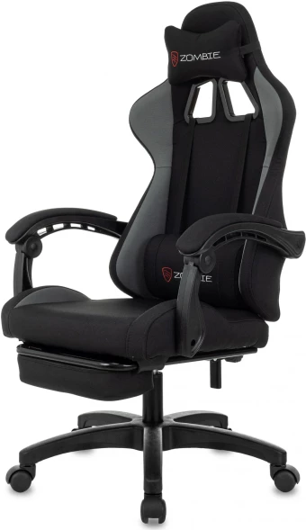 Кресло игровое Zombie Shadow черный/серый с подголов. крестов. пластик подст.для ног пластик черный