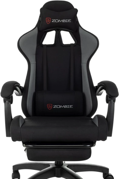 Кресло игровое Zombie Shadow черный/серый с подголов. крестов. пластик подст.для ног пластик черный