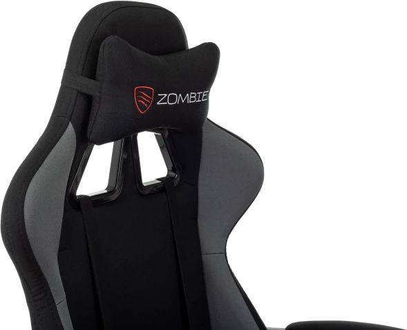 Кресло игровое Zombie Shadow черный/серый с подголов. крестов. пластик подст.для ног пластик черный