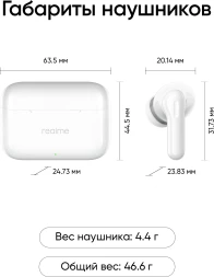 Гарнитура внутриканальные Realme Buds T200 белый беспроводные bluetooth в ушной раковине (6941764462076)