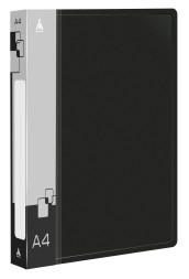 Папка на 4-х кольцах Бюрократ -0840/4RBLCK A4 пластик 0.8мм кор.40мм внутр. с вставкой черный