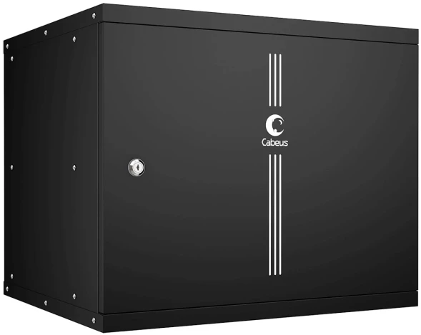 Шкаф коммутационный Cabeus (WSC-05D-9U55/45M-BK) настенный 9U 550x450мм пер.дв.металл 30кг черный 390мм IP20 металл