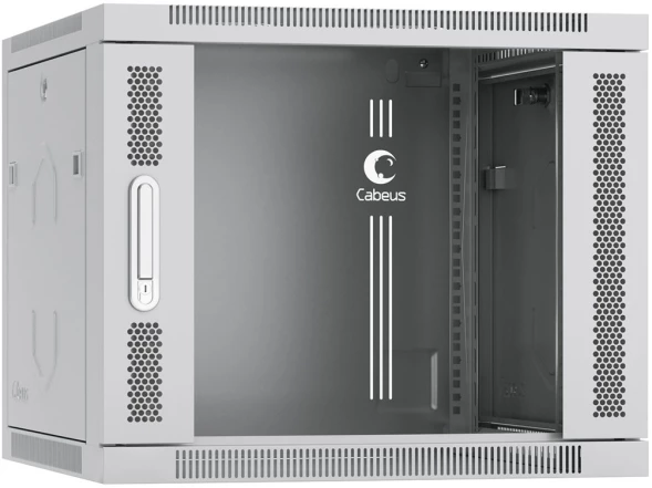Шкаф коммутационный Cabeus (SH-05F-9U60/45) настенный 9U 600x450мм пер.дв.стекл 60кг серый 390мм 20кг 501мм IP20 сталь