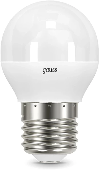 Лампа светодиодная Gauss 9.5Вт цок.:E27 шар 220B 4100K св.свеч.бел.нейт. P45 (упак.:1шт) (105102210)