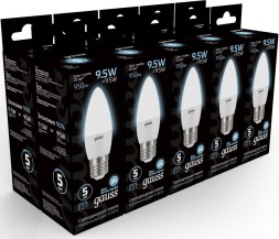Лампа светодиодная Gauss 9.5Вт цок.:E27 свеча 220B 4100K св.свеч.бел.нейт. (упак.:10шт) (103102210)