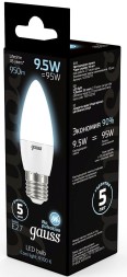 Лампа светодиодная Gauss 9.5Вт цок.:E27 свеча 220B 4100K св.свеч.бел.нейт. (упак.:10шт) (103102210)