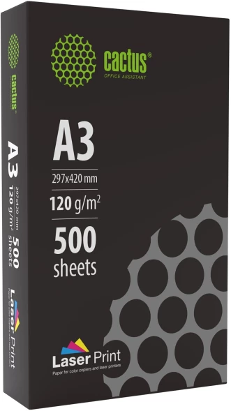 Бумага Cactus CS-LPA3120500 A3/120г/м2/500л./белый CIE170% для лазерной печати