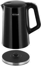 Чайник электрический Kitfort КТ-6703 1.7л. 2200Вт черный/нержавеющая сталь корпус: нерж.сталь/пластик