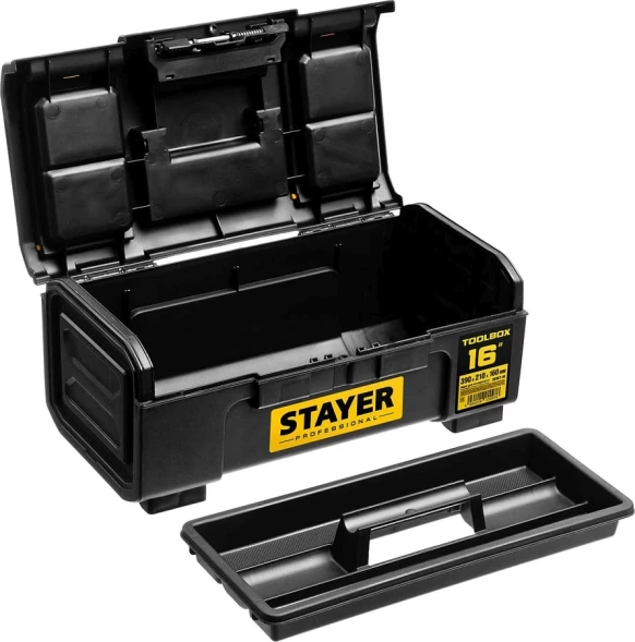 Ящик для инструментов Stayer Professional 38167-16 13л 1отд. черный/желтый