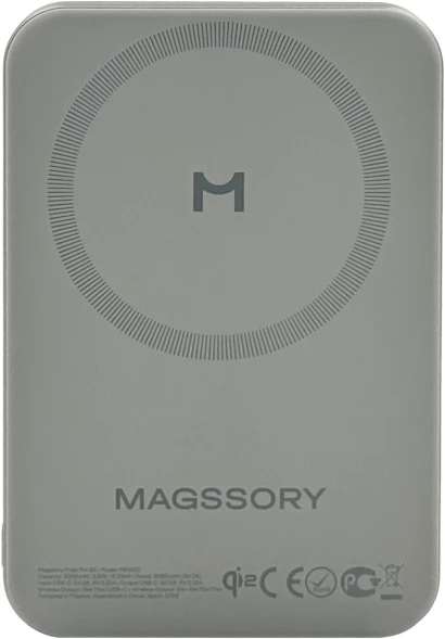 Мобильный аккумулятор Magssory PBN022 10000mAh QC4.0/PD3.0 15W 3A USB-C беспров.зар. титановый