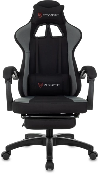 Кресло игровое Zombie Weaver черный/серый с подголов. крестов. пластик подст.для ног пластик черный