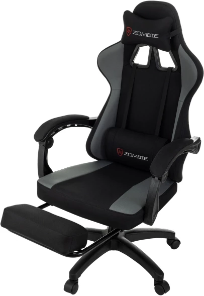 Кресло игровое Zombie Weaver черный/серый с подголов. крестов. пластик подст.для ног пластик черный