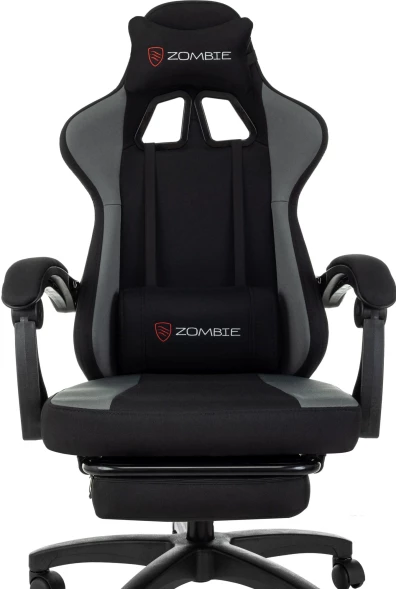 Кресло игровое Zombie Weaver черный/серый с подголов. крестов. пластик подст.для ног пластик черный