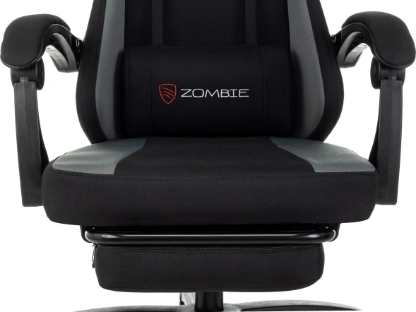Кресло игровое Zombie Weaver черный/серый с подголов. крестов. пластик подст.для ног пластик черный
