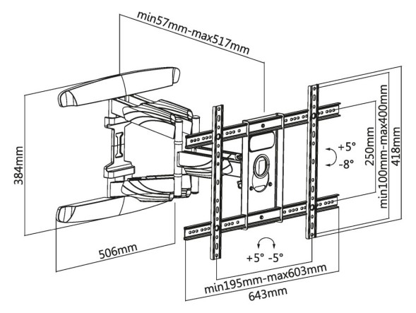 Кронштейн для телевизора Ultramounts UM912 черный 37&amp;quot;-75&amp;quot; макс.45кг настенный поворотно-выдвижной и наклонный