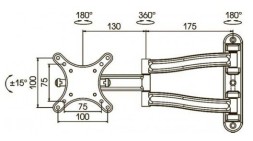 Кронштейн для телевизора Kromax TECHNO-1 темно-серый 10&amp;quot;-26&amp;quot; макс.15кг настенный поворот и наклон