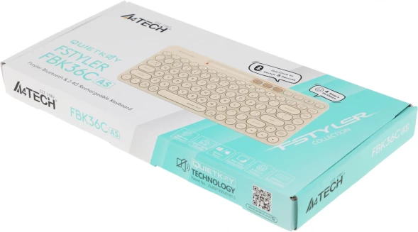 Клавиатура A4Tech Fstyler FBK36C AS бежевый USB беспроводная BT/Radio slim Multimedia (FBK36C AS)