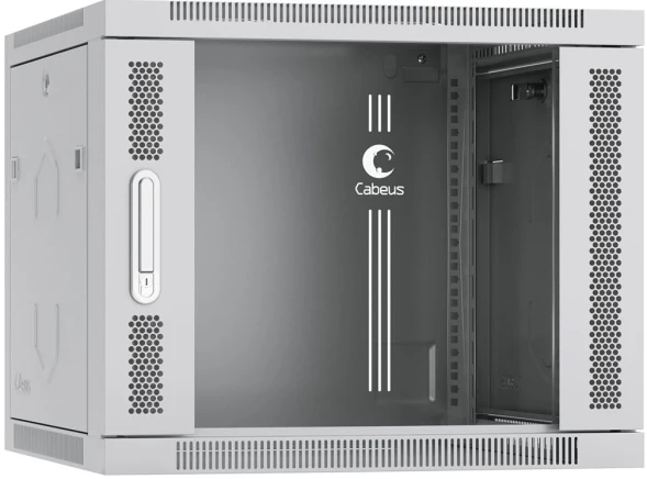 Шкаф коммутационный Cabeus (SH-05F-9U60/60) настенный 9U 600x600мм пер.дв.стекл 60кг серый 540мм 20кг 501мм IP20 сталь