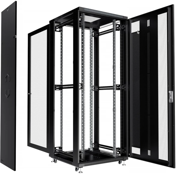 Шкаф серверный Cabeus (ND-05C-42U80/100-BK) напольный 42U 800x1000мм пер.дв.перфор. задн.дв.перфор. 800кг RAL 7035 900мм 132кг 220град. 2055мм IP20 сталь