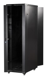 Шкаф коммутационный Lanmaster (TWT-CBB-27U-6X6-G1) напольный 27U 600x600мм пер.дв.стекл задн.дв.спл.стал.лист 2-хст. 2 бок.пан. 800кг черный IP20